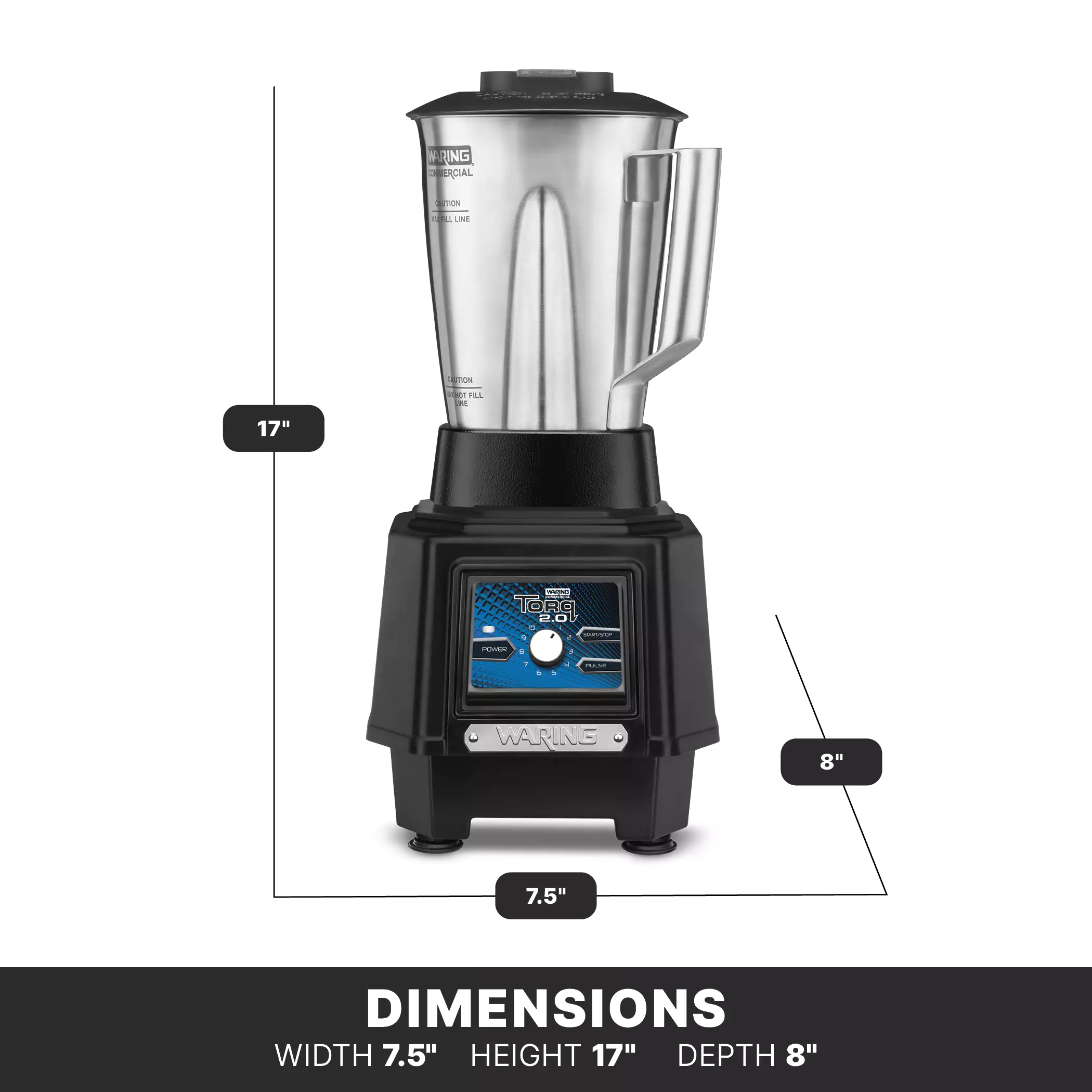 Torq 2.0 Blender with Electronic Touchpad and Variable Speed Control Dial with 48 oz. Stainless Steel Jar